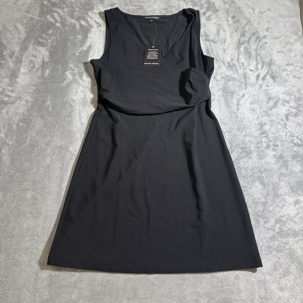 Beyond Travel Cross Front Dress Medium JetBlack | Boston Proper NWT 2CL92